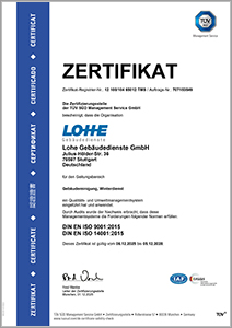 ISO-Zertifikat DIN EN ISO 9001:2015 und DIN EN ISO 14001:2015